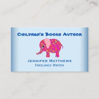 Cute Elephant Animal Children Book Author Writer