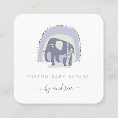Cute Elephant Illustration Baby Infant Boutique Square