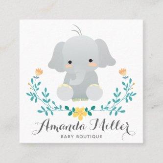 Cute elephant squared for baby business square