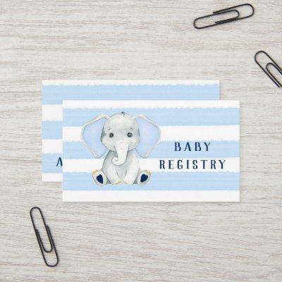 Cute Elephant With Blue Stripes Baby Registry