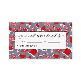 Cute Festive Red Illustrations Christmas Pattern Appointment Card