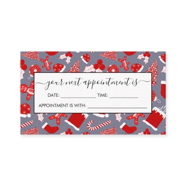 Cute Festive Red Illustrations Christmas Pattern Appointment Card