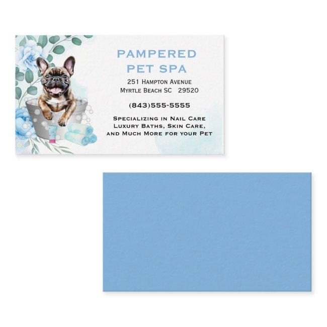Cute Floral Blue Pet Groomer Spa