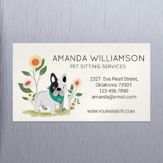 Cute Floral French Bulldog Pet Care Services  Magnet