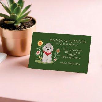 Cute Floral Maltese Poodle Dog Pet Care Services  Magnet