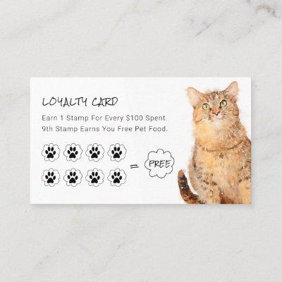 Cute Fluffy Orange Cat Pet Shop Loyalty Cards