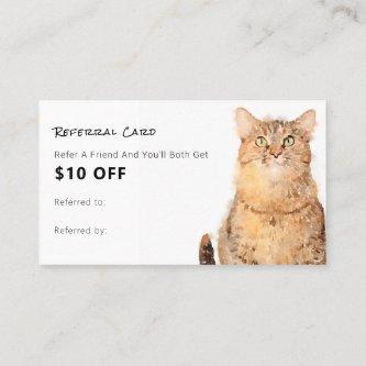 Cute Fluffy Orange Cat Pet Shop Referral Cards
