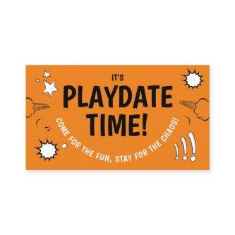 Cute Fun Orange Playdate Mom Friends Calling