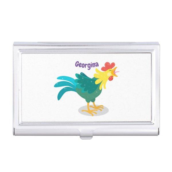 Cute funny crowing rooster cartoon illustration  case