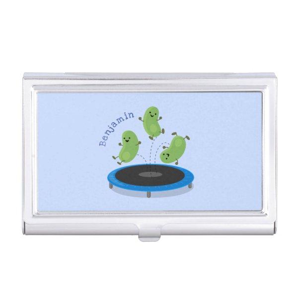 Cute funny green beans on trampoline cartoon  case