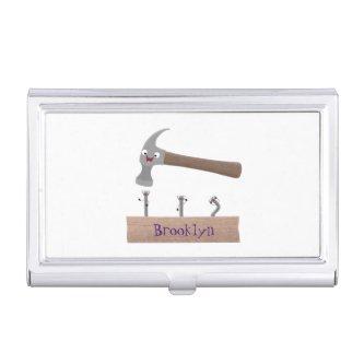 Cute, funny hammer and nails cartoon illustration   case
