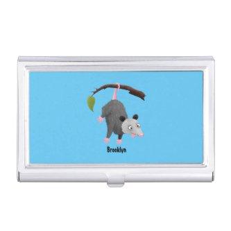 Cute funny opossum hanging from branch cartoon  case