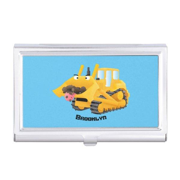 Cute funny yellow bulldozer cartoon character   case