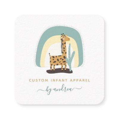 Cute Giraffe Rainbow & Cactus Cacti Baby Boutique Square