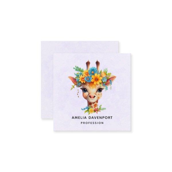 Cute Giraffe with Floral Crown Square