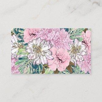 Cute Girly Blush Pink & White Floral Illustration