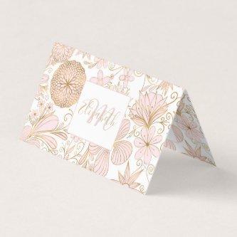 Cute Girly Gold Floral Doodles Blush Pink Design