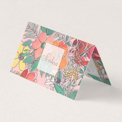 Cute girly pink floral hand drawn design