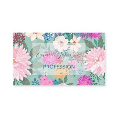 Cute girly pink & Mint hand paint floral design