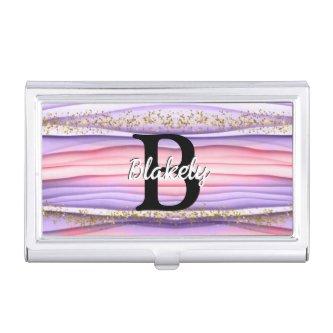 Cute Girly Pink & Purple Monogram Glitter Sparkle  Case