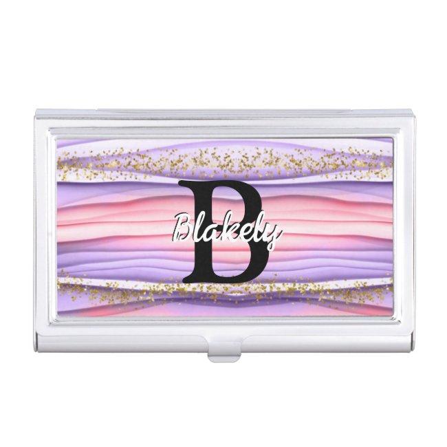 Cute Girly Pink & Purple Monogram Glitter Sparkle Case