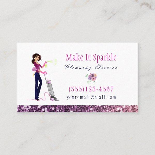 Cute Glitter Cartoon Maid Cleaning Services