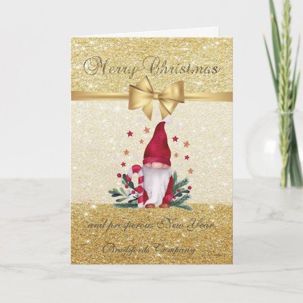 Cute Gnome Glittery,Corporate Holiday Card