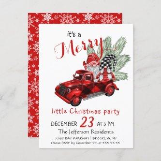 Cute Gnomes Merry Little Christmas Party Card