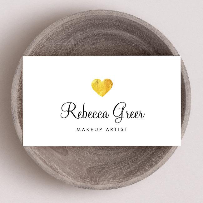 Cute Gold Heart Modern Beauty Consultant White