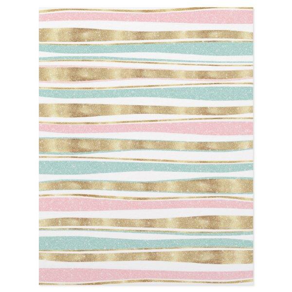 Cute Gold Stripes Doodles Pink Design Letterhead