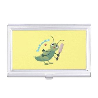 Cute green cricket insect cartoon illustration  case
