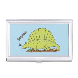 Cute green dimetrodon cartoon illustration  case