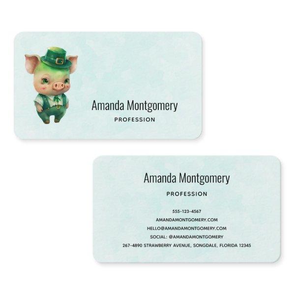 Cute Green Fairytale Pig in Fancy Attire