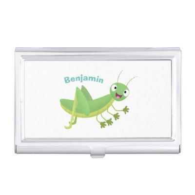 Cute green happy grasshopper cartoon  case