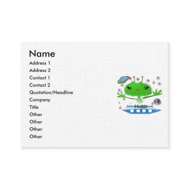 Cute Green Outer Space Aliens with Space Ship