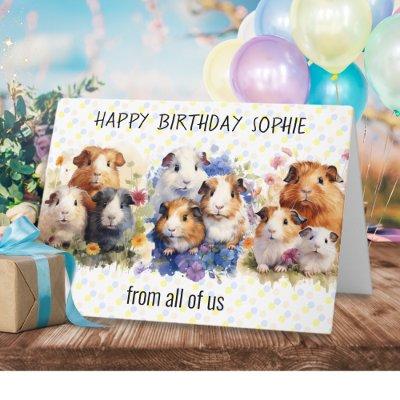 Cute Guinea Pigs Happy Birthday From All Of Us Card
