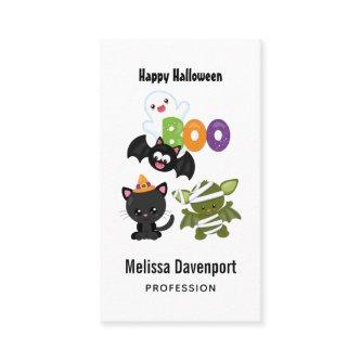 Cute Halloween Cat, Bat, Mummy & Ghost