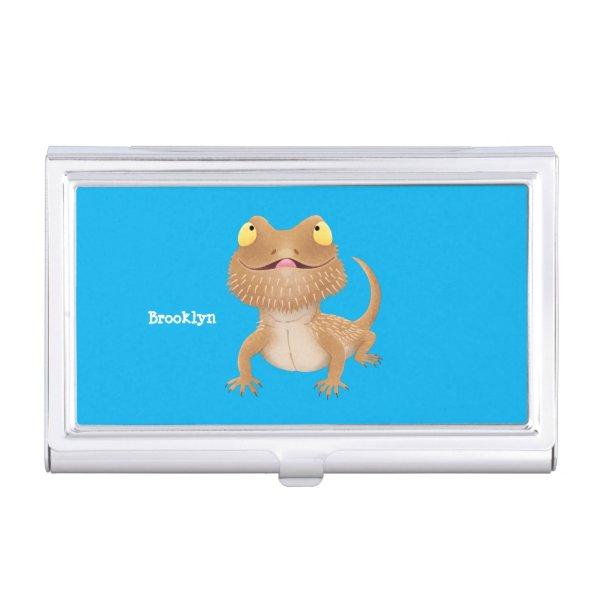 Cute happy bearded dragon lizard cartoon   case