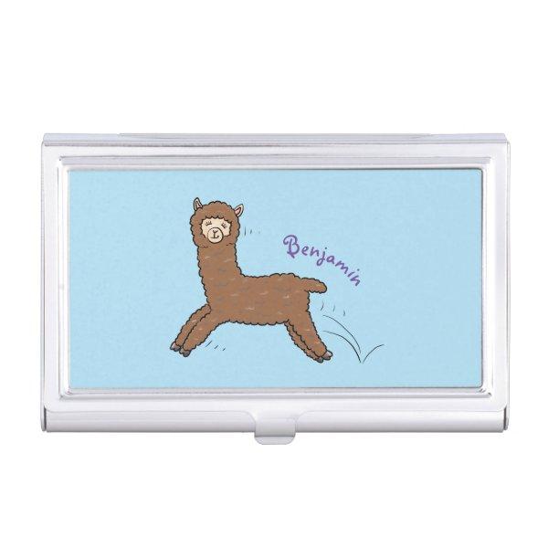Cute happy brown alpaca cartoon  case