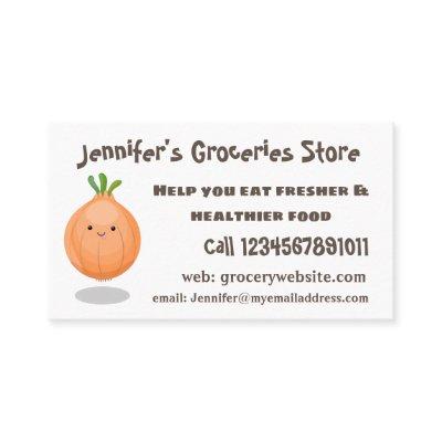 Cute happy brown onion green cartoon illustration