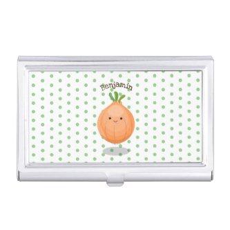 Cute happy brown onion green cartoon illustration  case