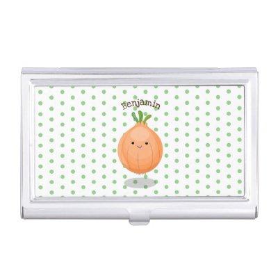 Cute happy brown onion green cartoon illustration  case