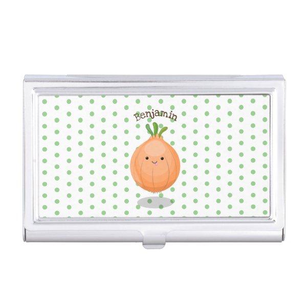 Cute happy brown onion green cartoon illustration  case