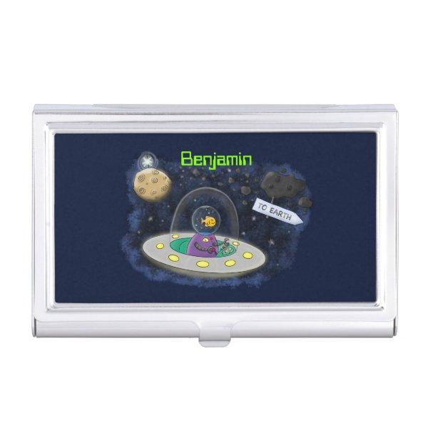Cute happy fish ufo space cartoon illustration  case