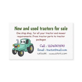 Cute happy green tractor cartoon