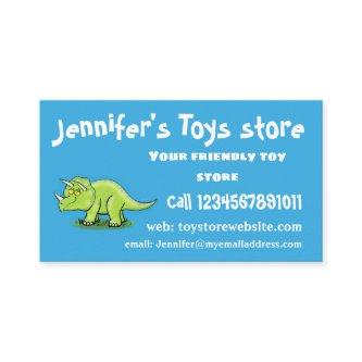 Cute happy green triceratops dinosaur cartoon