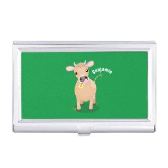 Cute happy jersey cow and flower cartoon  case