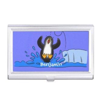 Cute happy jumping penguin cartoon illustration  case