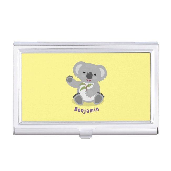 Cute happy koala waving cartoon illustration case