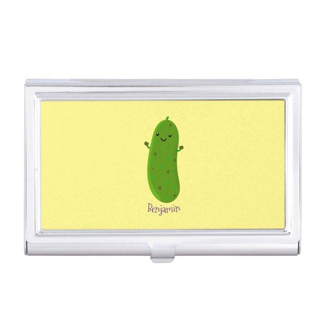 Cute happy pickle cartoon illustration case
